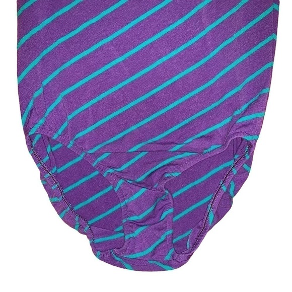 VINTAGE Stevi Brooks Striped Shoulder Tie Bodysuit Size Medium - Picture 2 of 8